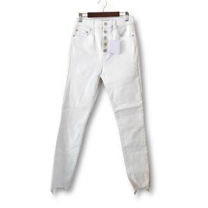 Pistola Cara High Rise Skinny Button Fly Jeans Break the Ice White NWT Size 26